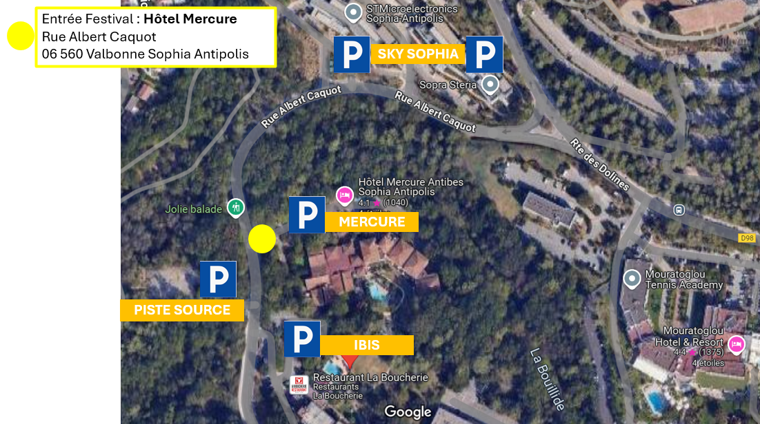Plan des parkings autour du Sophia Live Music